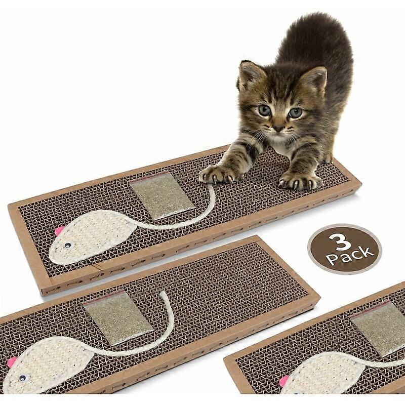 3 x Cat Scratching Board with Sisal Kitten Scratching Board with Free Catnip, (38 12.5 1.8) cm