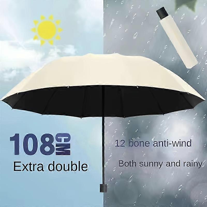 Extra Large 12 Ribs Windproof Waterproof Folding Umbrella For Business Men's & Women's Travel, Reinforcement Umbrella For Both Rainy And Sunny Day For