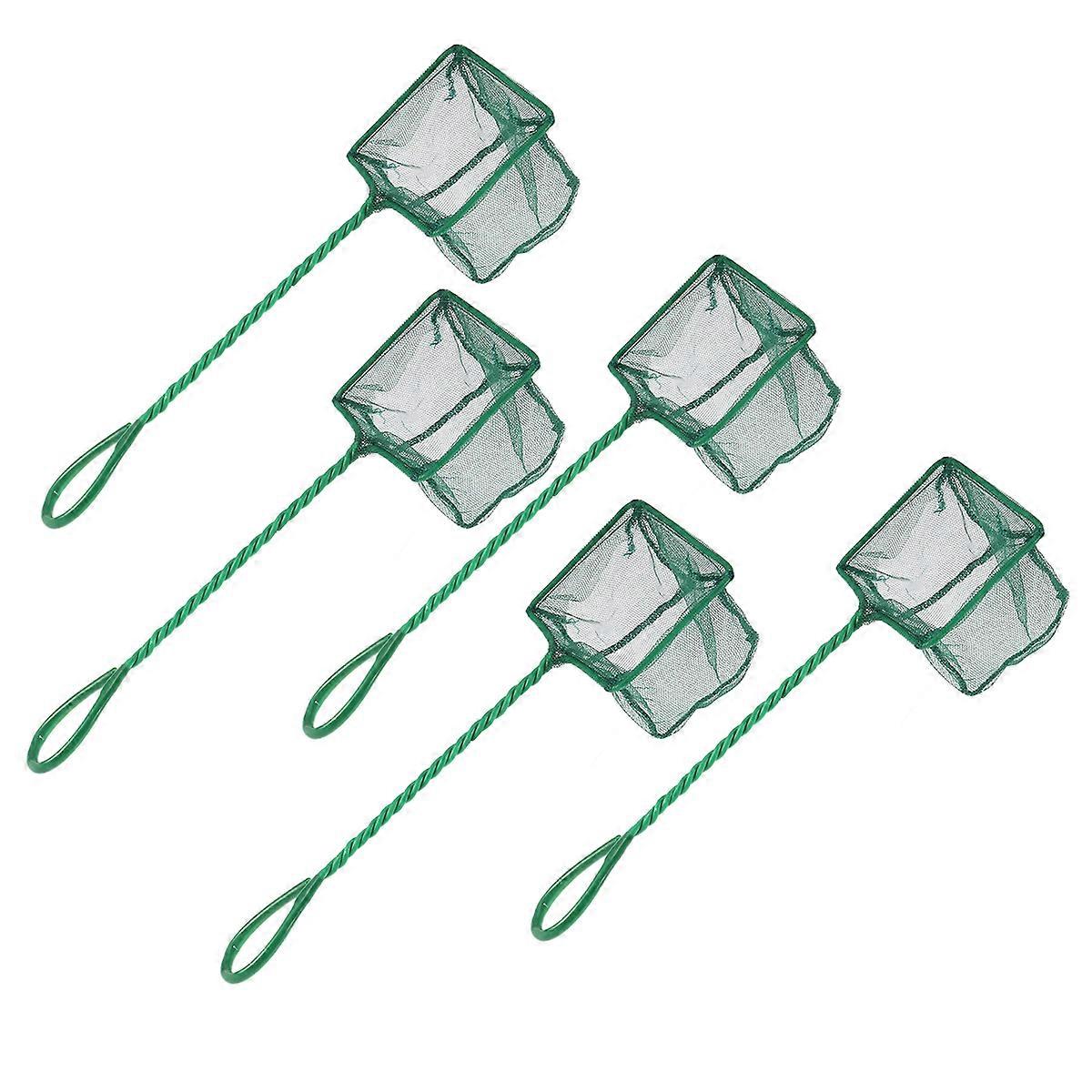 Durable Landing Net Unbreakable Tuck Net Aquarium Fish Tank Fishing Net (Green, 8 Inches, 5Pcs/Package)