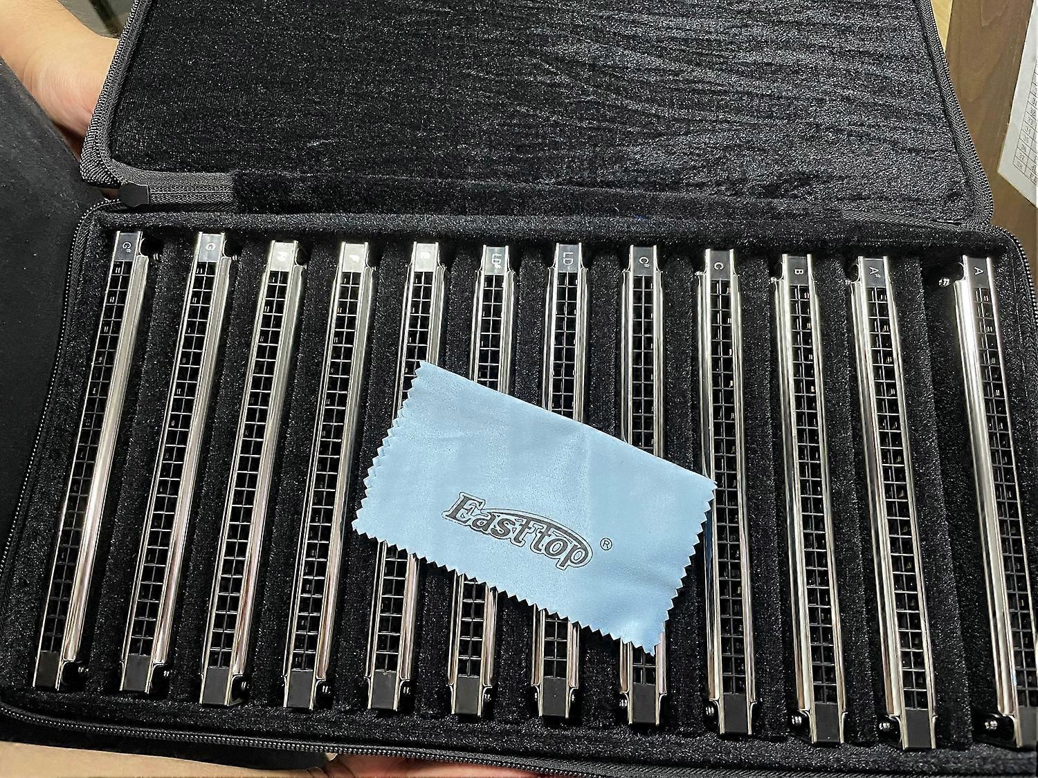 Easttop T2403-12 Set med 12 Harmonica Tremolo Harmonica