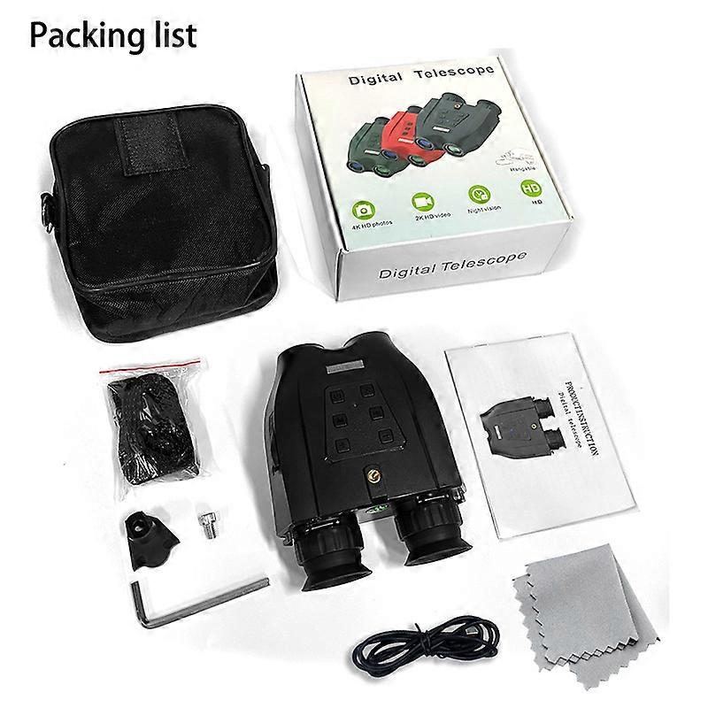 Redkid Jumelles de vision nocturne DT99 25K UHD 3D caméra infrarouge montée sur la tête zoom 1-8x ca