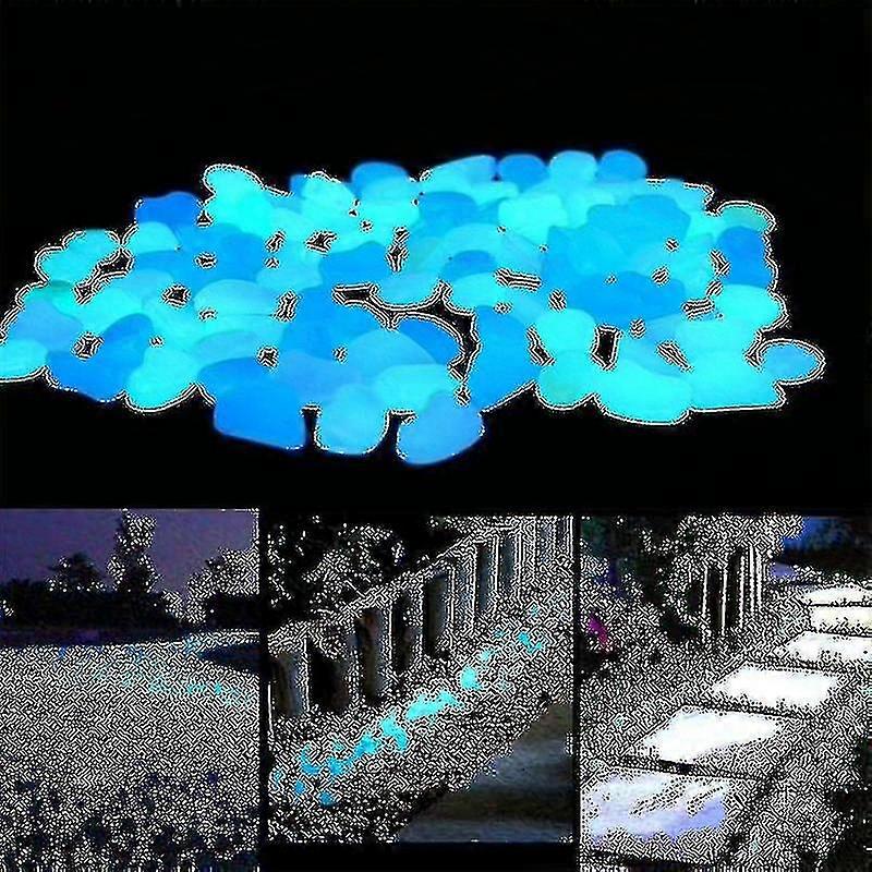 100pcs οι φωτεινές πέτρες λάμπουν στα σκοτεινά βότσαλα που λάμπουν πέτρες για τους υπαίθριους διαδρόμους εγχώριων βράχων δεξαμενών ψαριών σκουληκιών σκουληκιών σκουληκιών