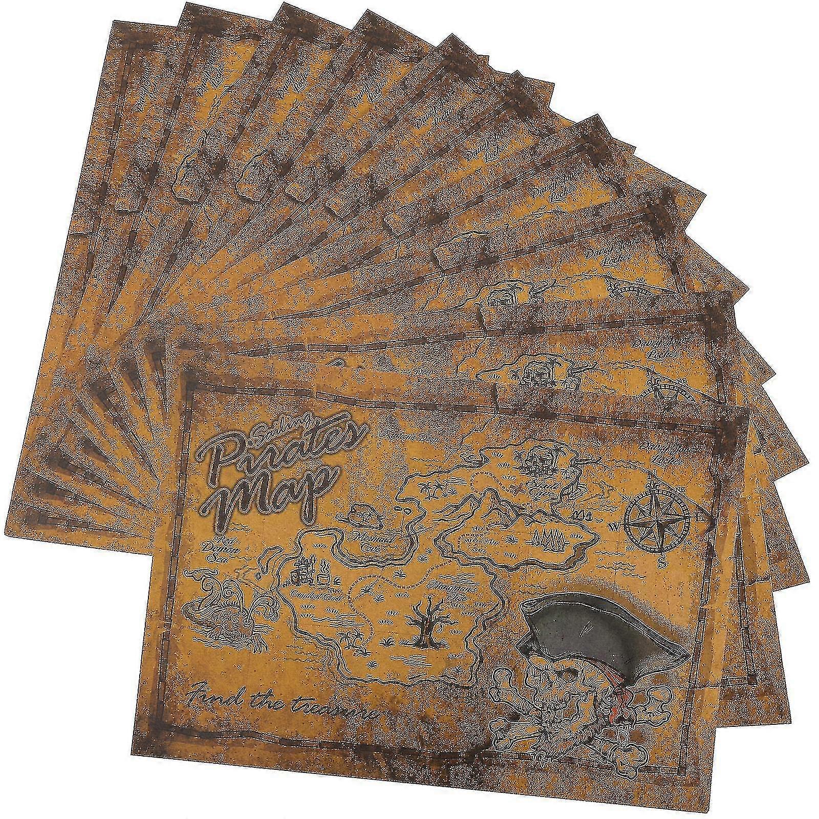 10pcs פיראט מפת אוצר מפת משחק ציד אוצרות ליל כל הקדושים ציוד מסיבת פיראטים SHZNV