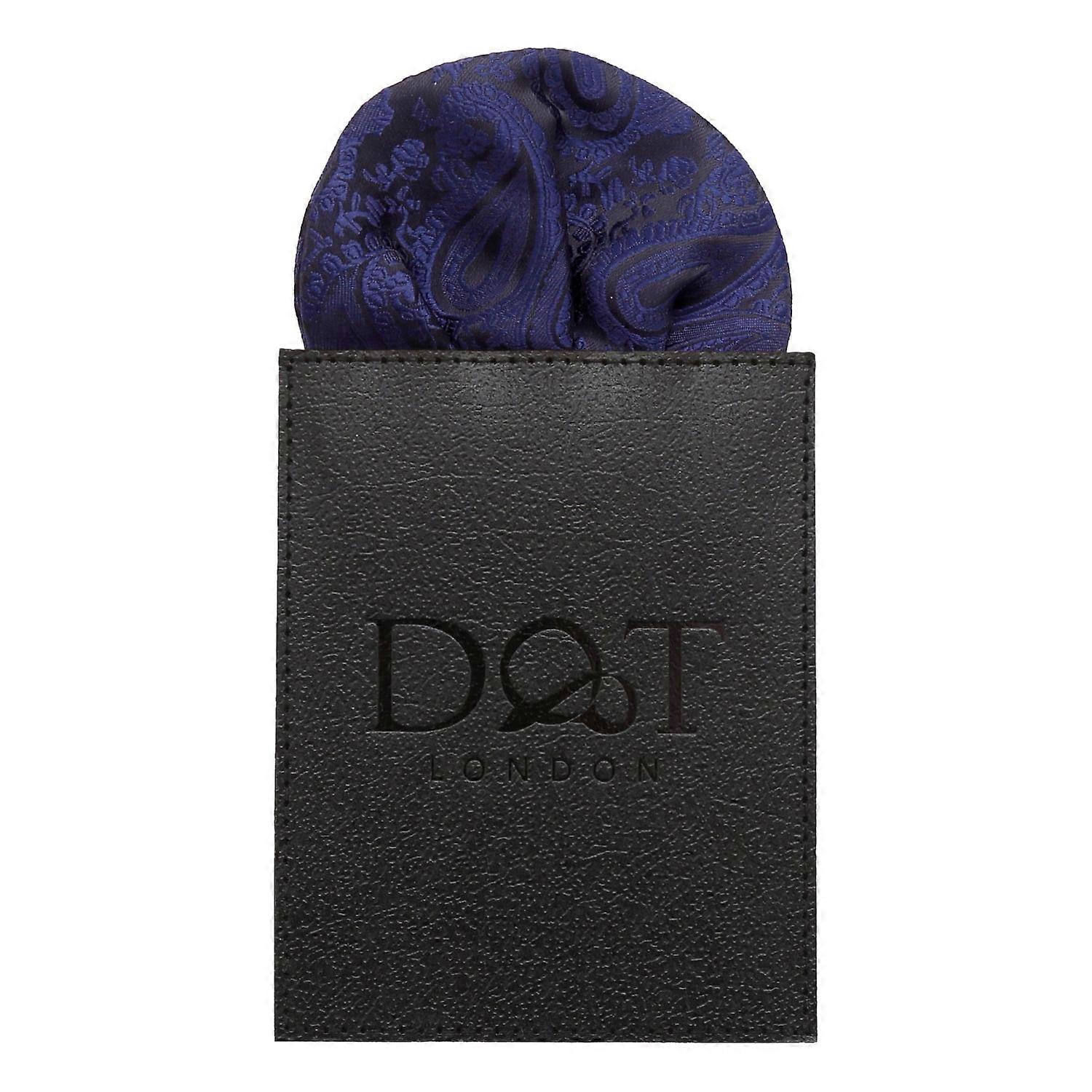 Navy Blue Paisley Pre-Folded Pocket Square Puff