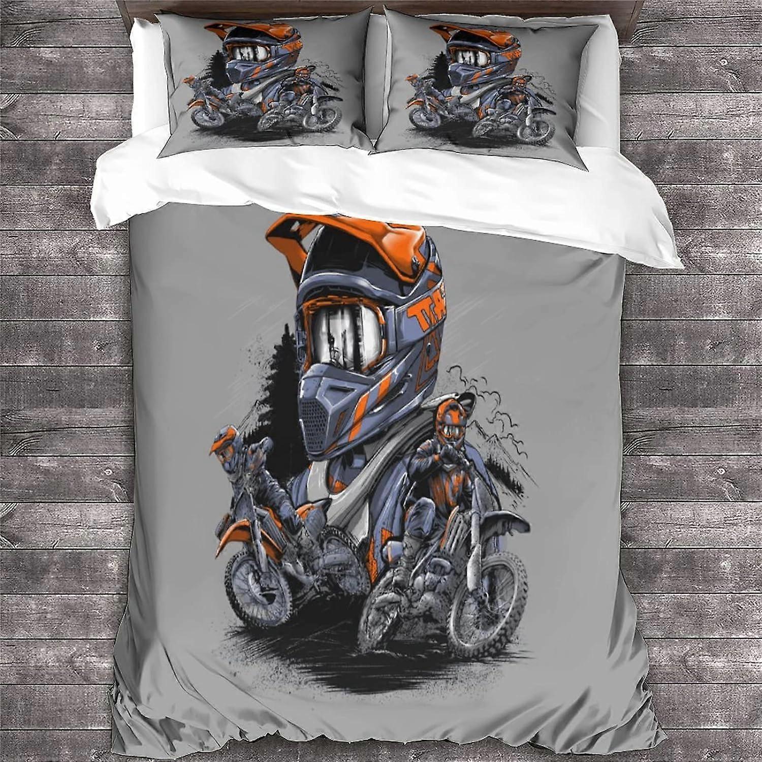 Kerota Copripiumino per Ragazzi, Adolescenti, Bambini, MotoGP, Motocross Motociclo Stampato, Doppio 135*200 CM Single135x200cm