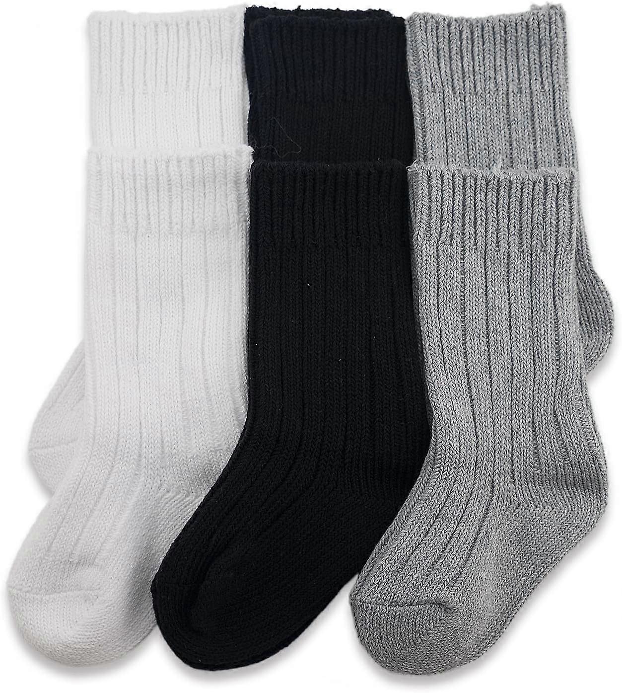 جوارب أطفال بنات - 6 أزواج من الجوارب القطنية السميكة الدافئة غير الملحومة المكتنزة القطنية للأطفال القطن الطاقم الجوارب