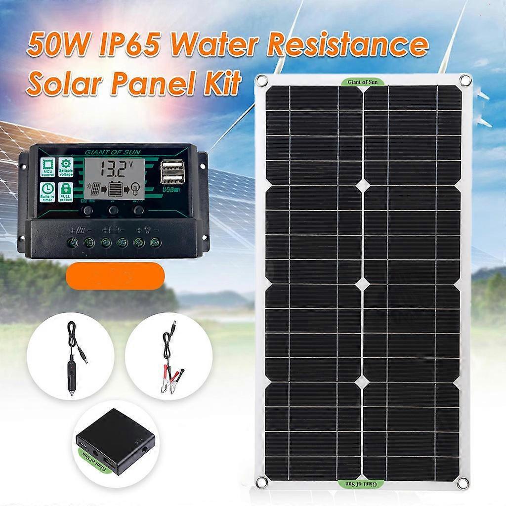 Portable 50W Solar Panel with 10A/20A/30A Battery Charger Controller Kit Car Boat Caravan