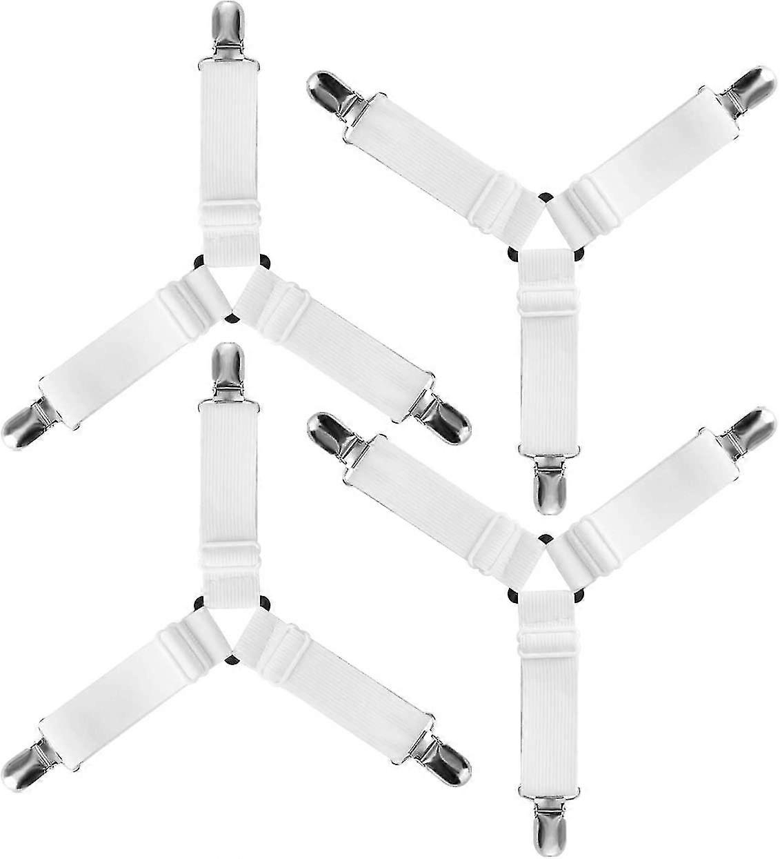 4pcs Triangle Elastic Fitted Sheet Clip Fastener Adjustable Retainer Strap