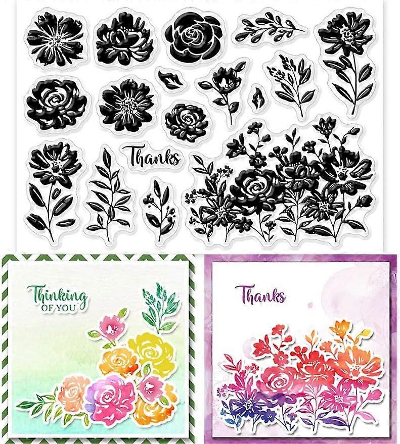 1Sheet Flower Silhouette Silicone Clear Stamp