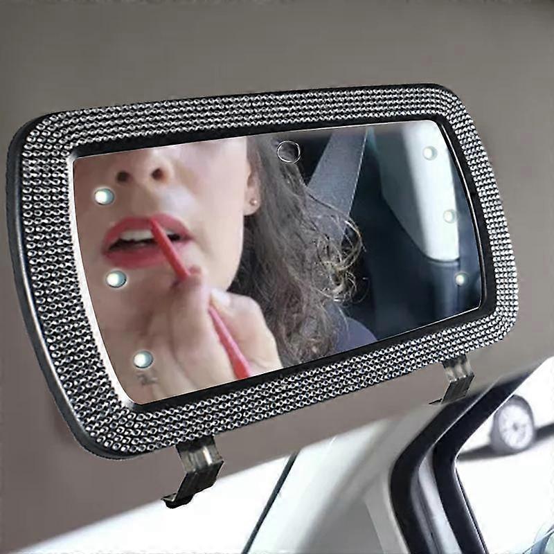 Universal LED courtesy mirror for car, car visor, makeup mirror with 6 lights and integrated battery, cosmetic mirror for trucks