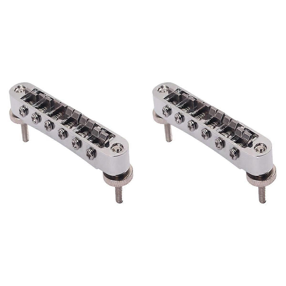 2X LP Bridge Tune O Bridge Adjustable Chrome Plated Guitar Bridge for Guitars Musical Replacement A