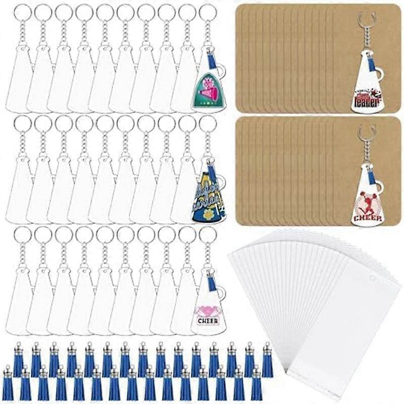 180 Pcs Cheer Key Chains Clear Acrylic Blank Bulk Cheerleading Gift for DIY Keychain and Craft Project