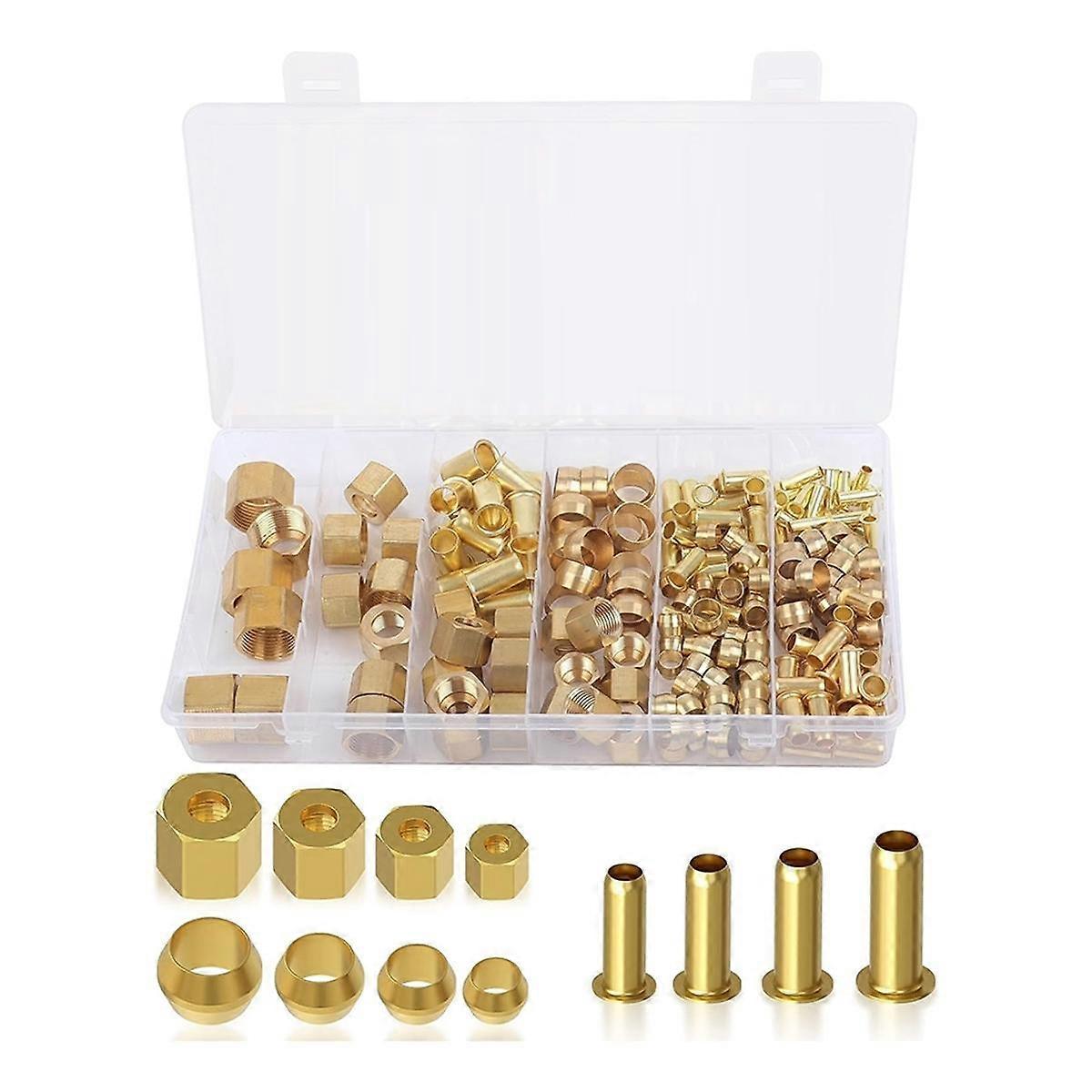 180PCS Compression Fittings Assortment Kit-(1/4In, 3/8In, 5/16In, 1/2In) of Brass Compression Sleev