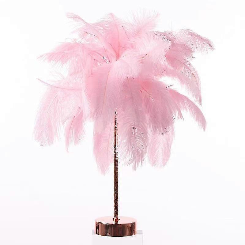 Touch Sensitive Desk Lamp, Ostrich Feather Lamp 3 Color Dimmable With 30 Feathers For Bedroom