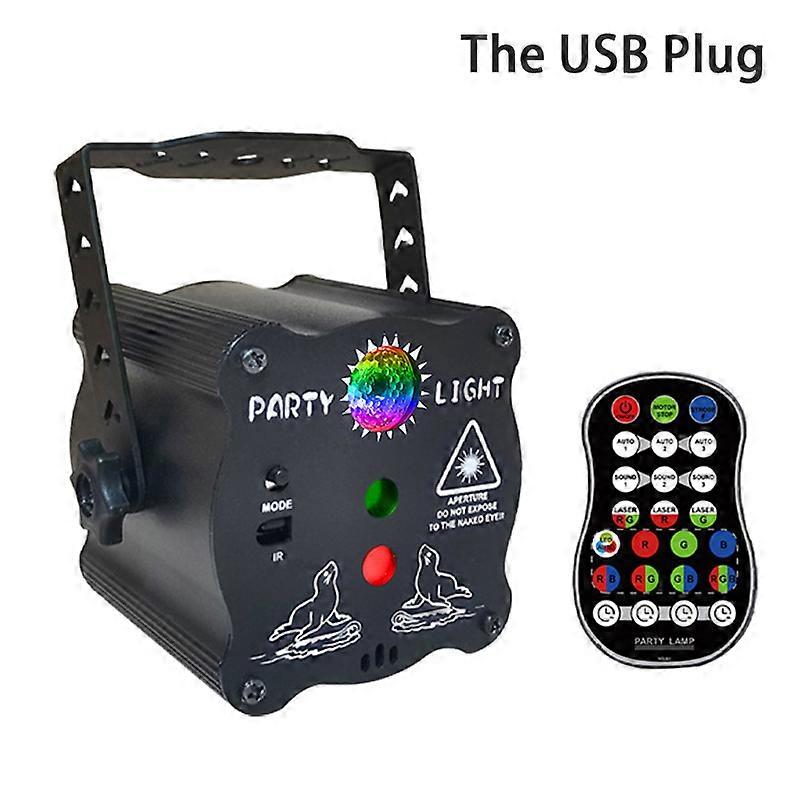 Mini Stage Party Light 120 Patterns USB Rechargeable Laser Projector Light Sound & Remote Control RGB LED Disco Lights for Home Bar Show New