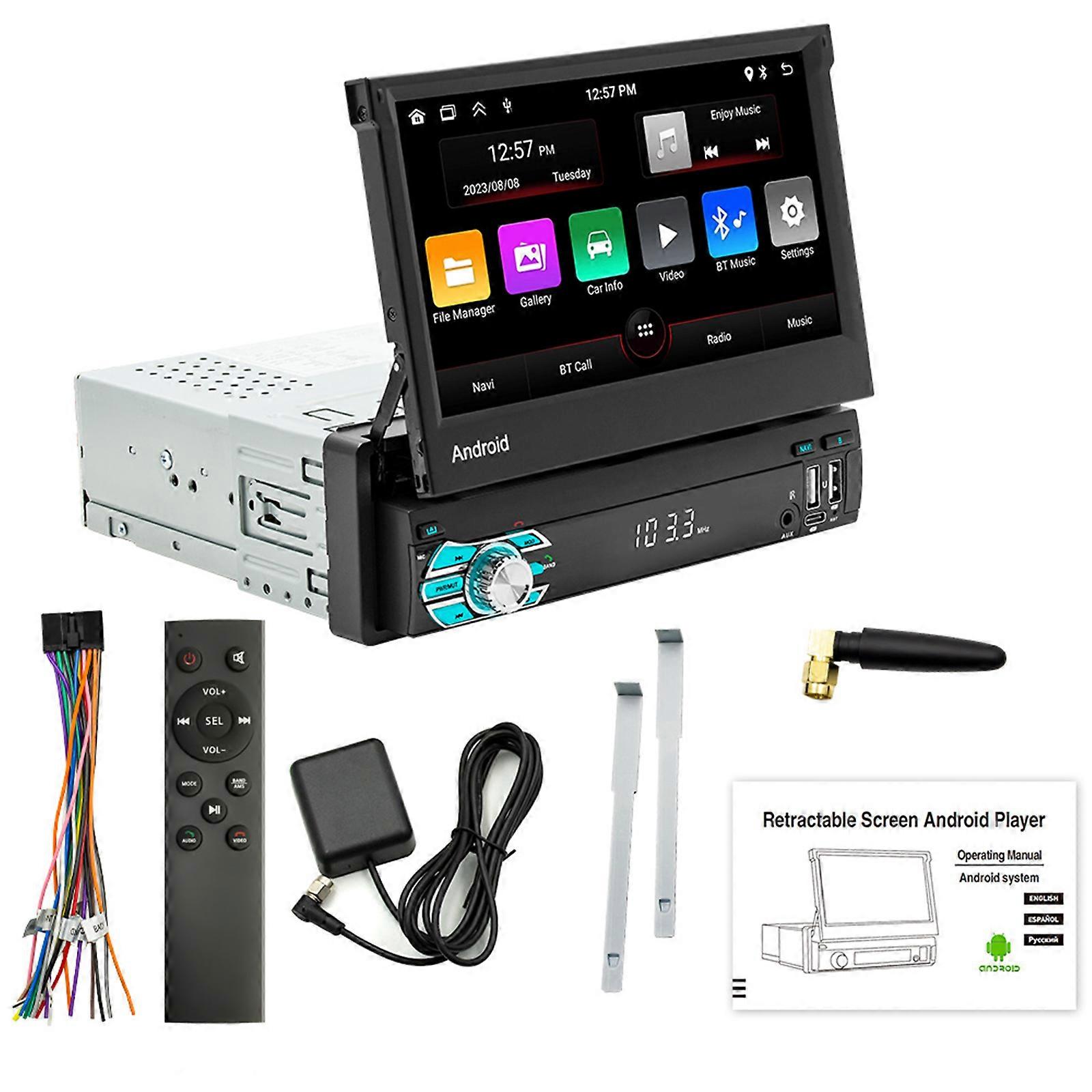 Android 13 1Din CarPlay GPS-Navigationssystem mit 7-Zoll-Bildschirm, Bluetooth, WiFi, 8LED-Rückfahrkamera