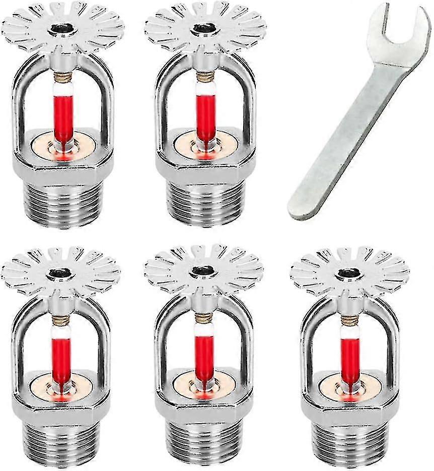 5-osainen sprinklerisuutin ja jakoavain 155 riippuva tyyppi, sprinklerisuuttimet 1/2" tuuman kierre 68c nopea reagointi vesisuihku alas 1/2" Npt kotiin/yrityskäyttöön