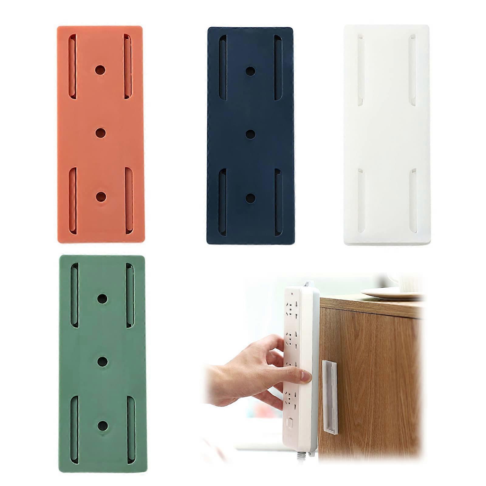 4Pcs Pack Self-Adhesive Desktop Socket Fixer, Plug-in Power Strip Socket Fixer Bracket Stand, Punch-Free Wall-Mounted Power Strip Holder Mount
