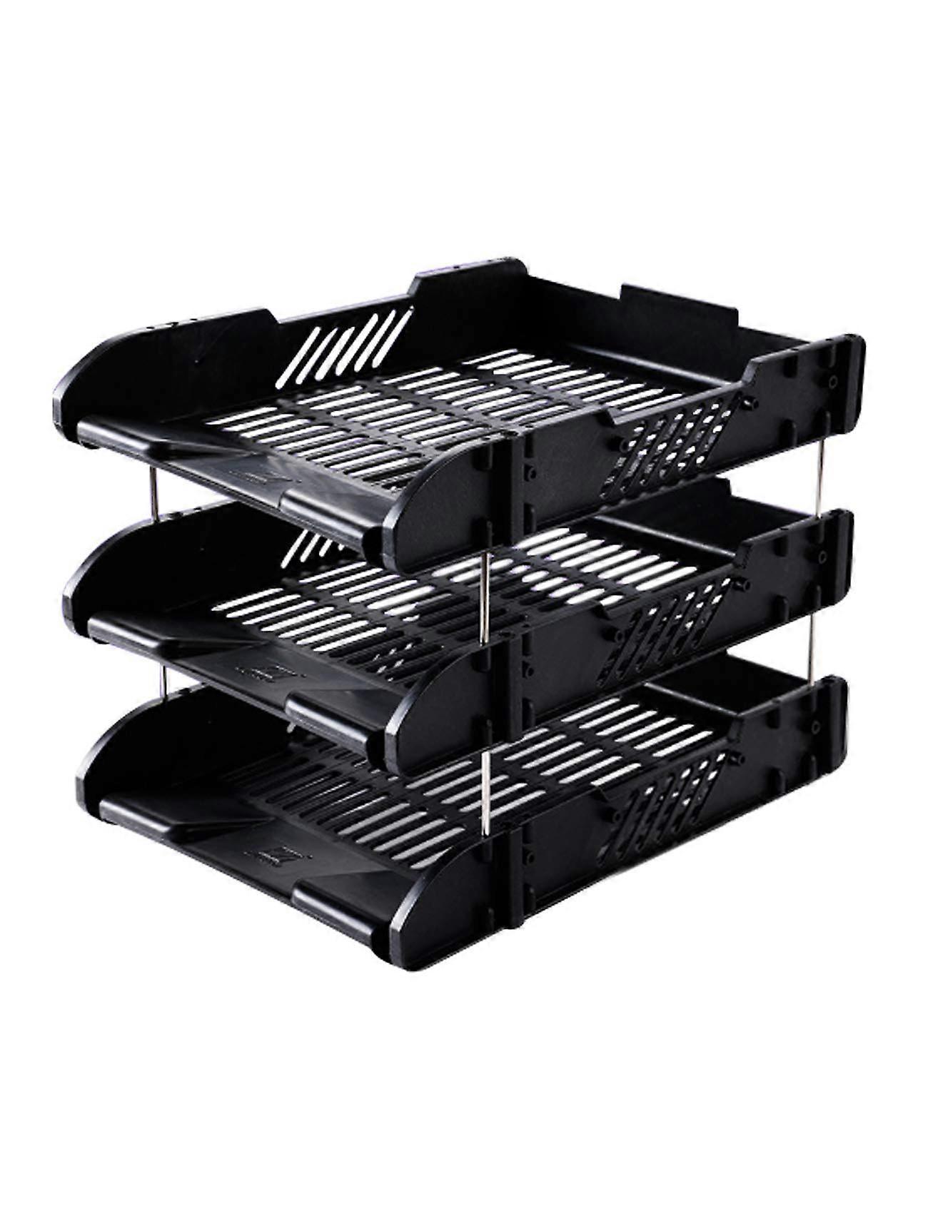 Office Supplies Document Storage Data Rack Ventilation Three Levels File Block 325 * 255 * 255 mm Black