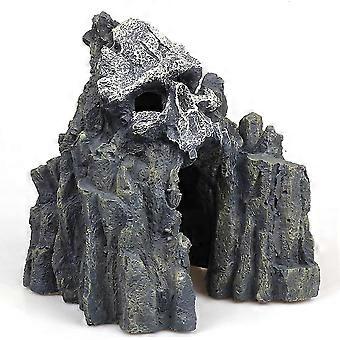 Akvariedekorationer - Skull Mountain Landscape Fish Tank Dekoration, Betta og krybdyr Sleep Rest Play Game Cave