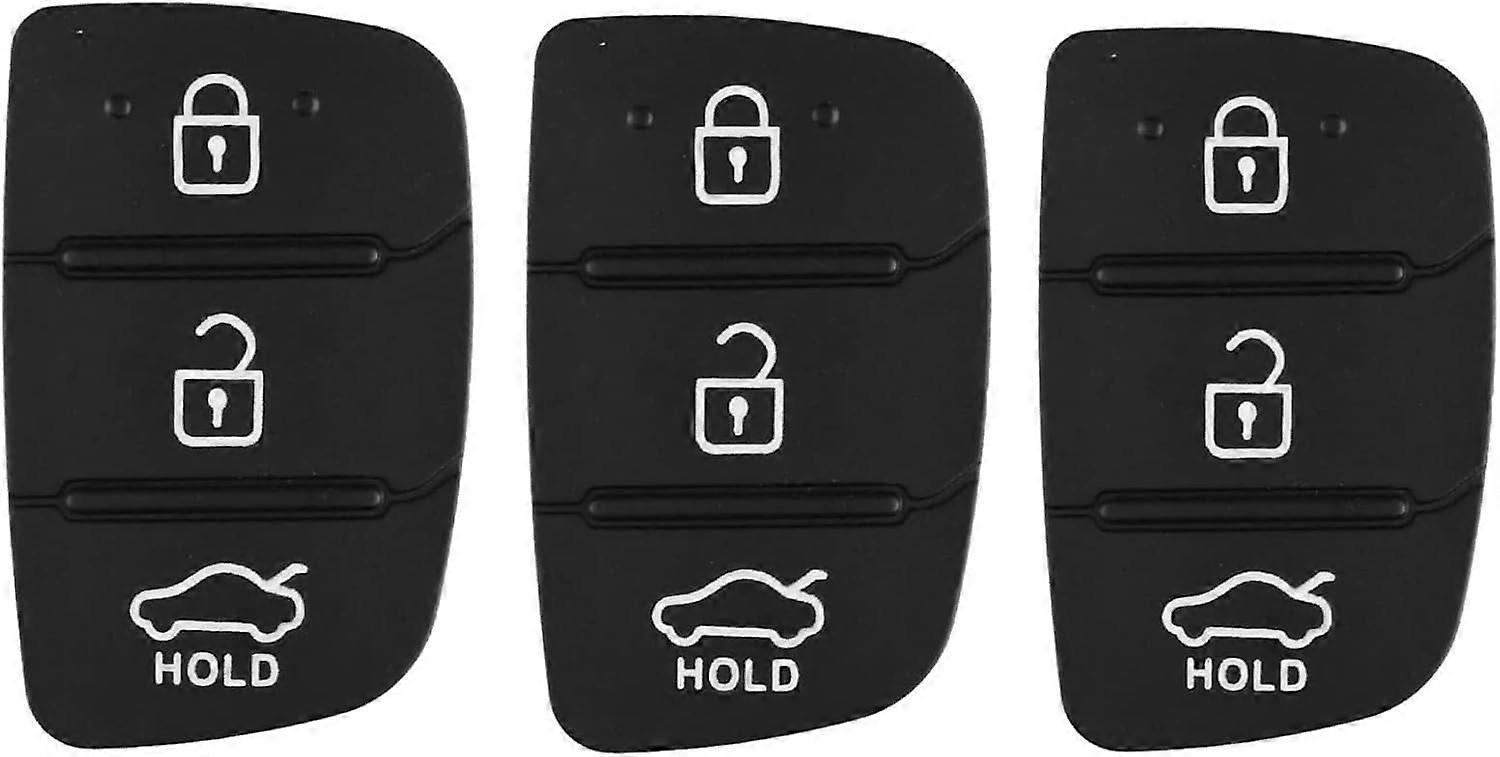 3pcs Car Replacement Rubber with Buttons Car Key 3 Button Keypad