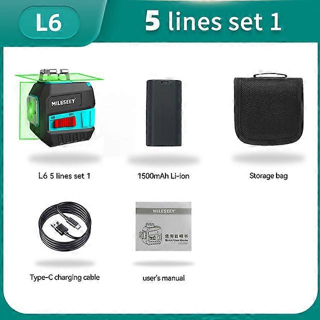 L6 5/12 Lines Laser Crossing Digital Spirit Level 360 Degree Green Light  Self-leveling Horizontal For Home Decorate