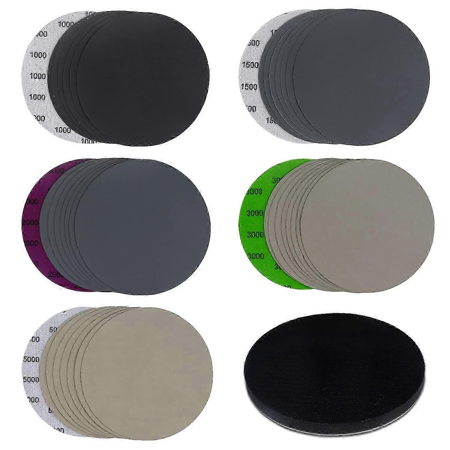 40Pcs 6 Inch (150mm) Wet Dry Sanding Discs Assorted Grit High Performance Waterproof Hook & Loop Sa