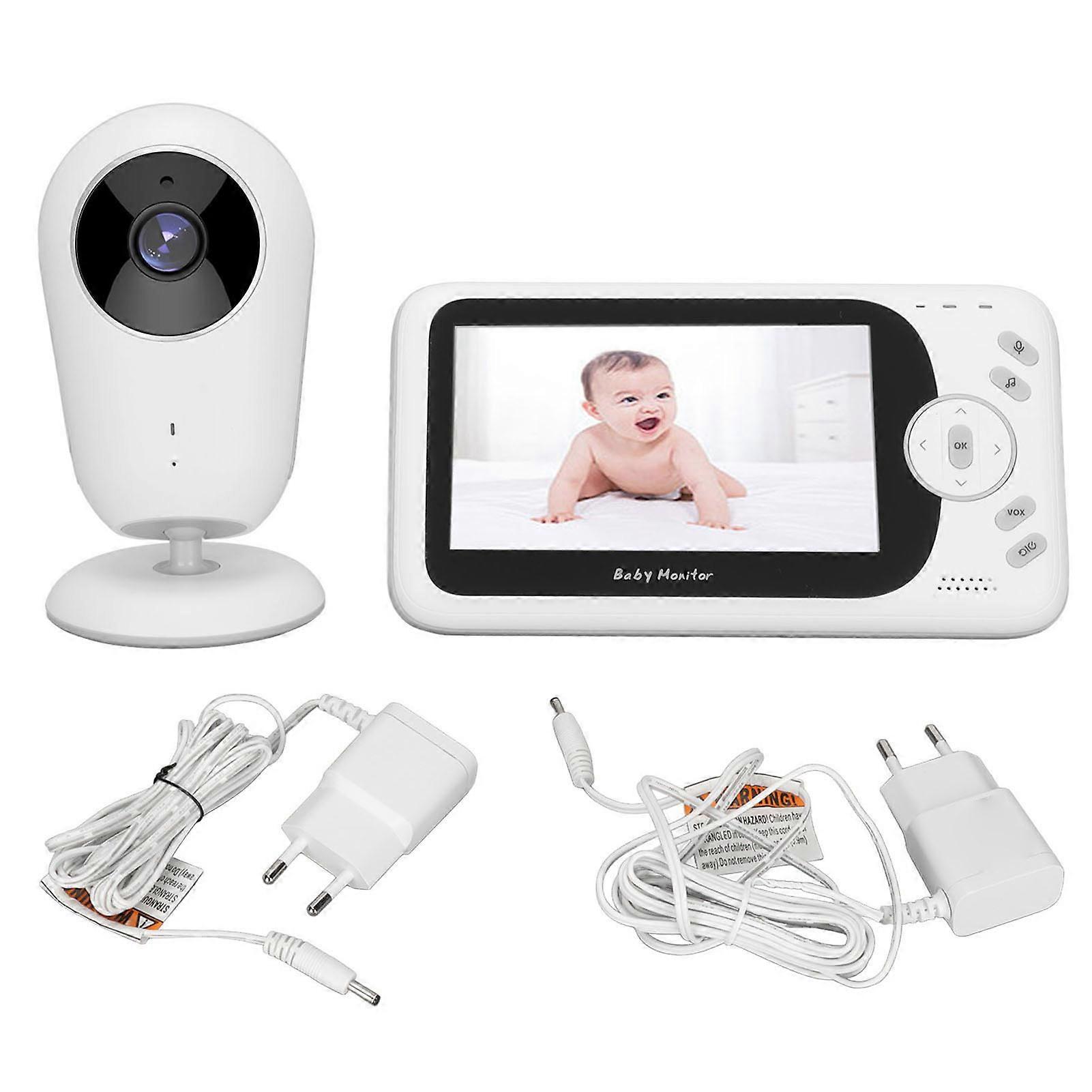 4.3in Video Baby Monitor with Camera Temperature Monitoring 2?Way Audio Vox Mode 8 Lullabies for Infant Elderly EU Plug 100?240V