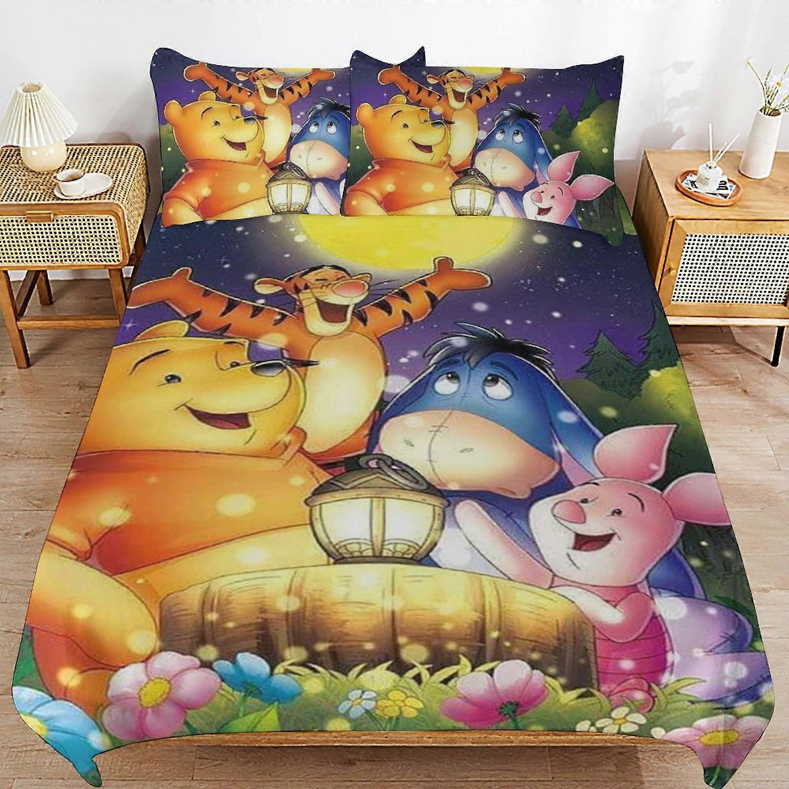 Bedding set MV231 Winnie The Pooh Bed Duvet Cover Microfiber Bedding Sets 3D Printed Lightweight 3 Piece Comforter Sets, Brings you warmth YF231