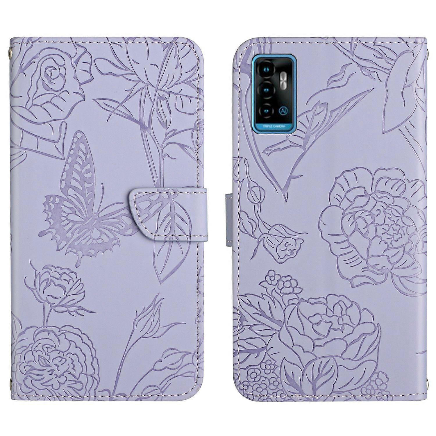 Butterfly Peony Leather Case For ZTE Blade A71