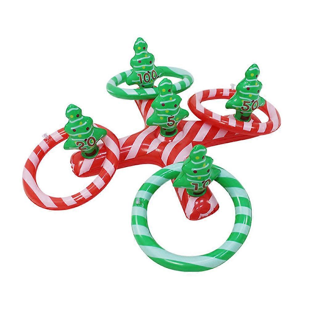 5Pcs Gonflable Arbre de Noël Motif Lancer Jeu Anneau Lancer Jeu Créatif Noël Party Activités Jeux