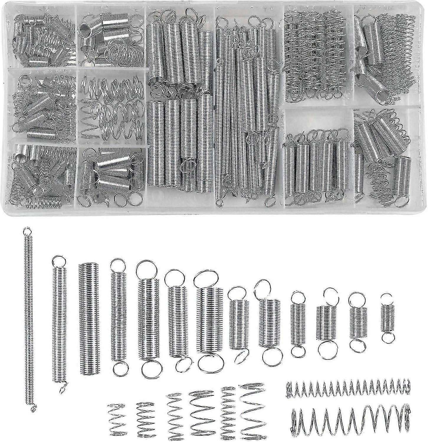 200 قطعة ضغط الينابيع تمديد الينابيع تمديد الينابيع تشكيلة 20 مقاسات الينابيع الصلب المجلفن مع صندوق التخزين