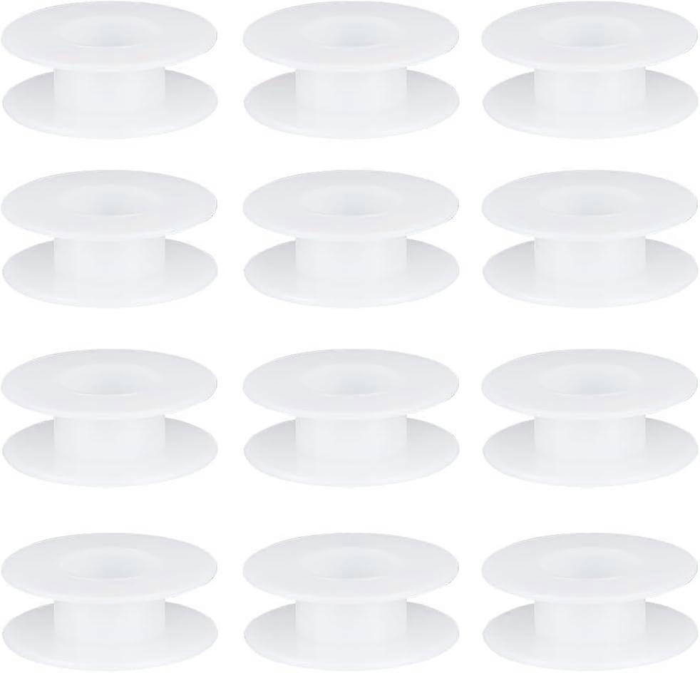 15Pcs Wire Weaving Bobbin Plastic Ribbon Spool Bulk Large Diameter Empty Thread Rope Chain Roll Crochet Cords Organizer Lace Line White Spools for Emb