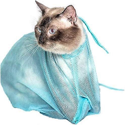 Cat Grooming Bag Bathing Shower Mesh Bag Adjustable Multifunctional Breathable Polyester Anti-Bite Anti-Scratch Cat Restraint Bag for Nail Trim/Examin