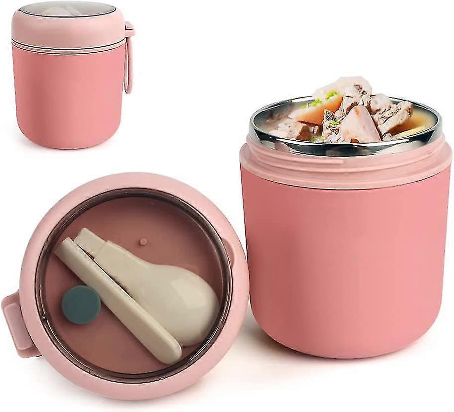 Vakuumisoliertes Lebensmittelglas für Kinder mit faltbarem Löffel, Edelstahl Thermobehälter Lebensmittel Thermoskanne Suppe Tasse auslaufsicher heiße kalte Nahrung für Schoo