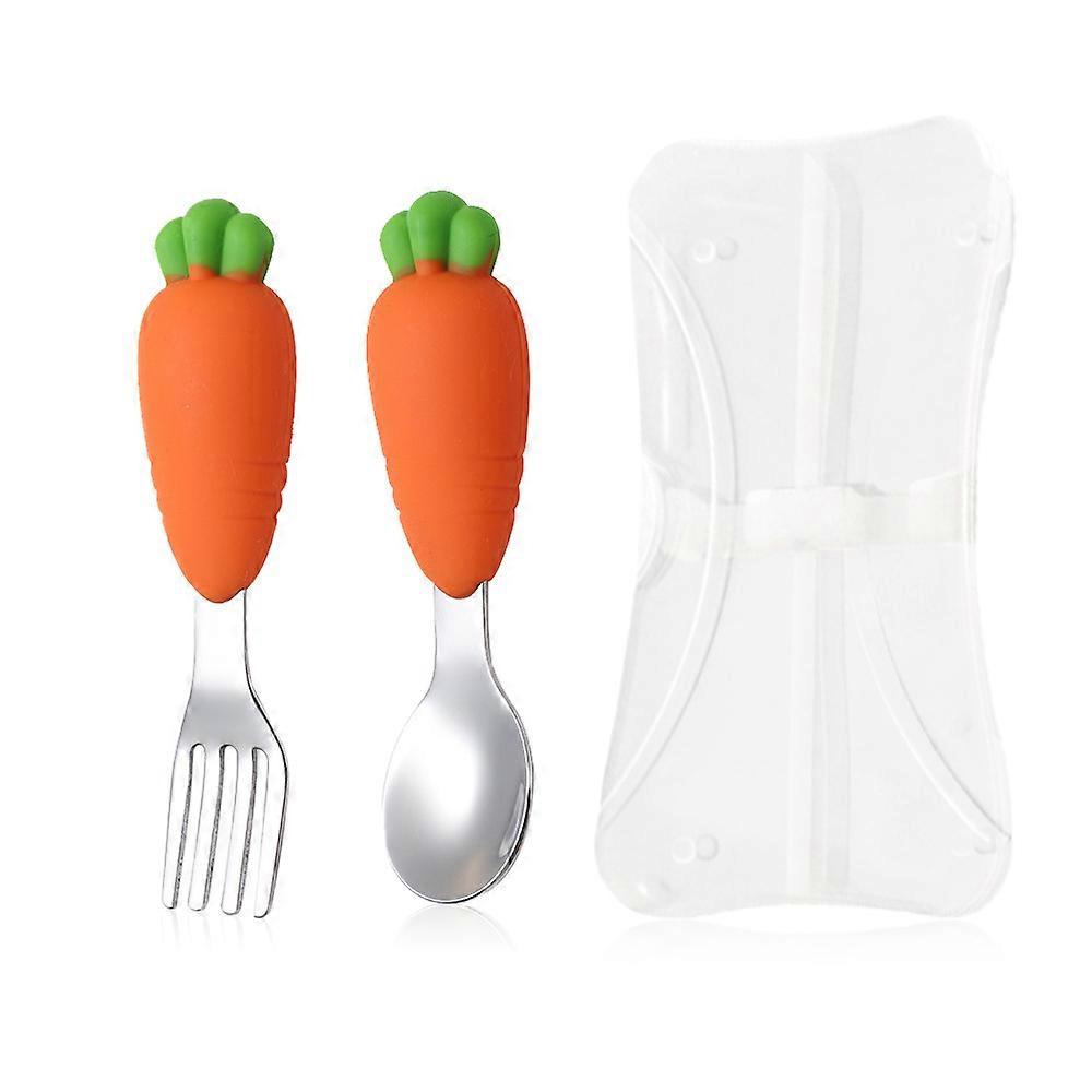 Carrot-shaped Children's Tableware - Stainless Steel Baby Tableware Set