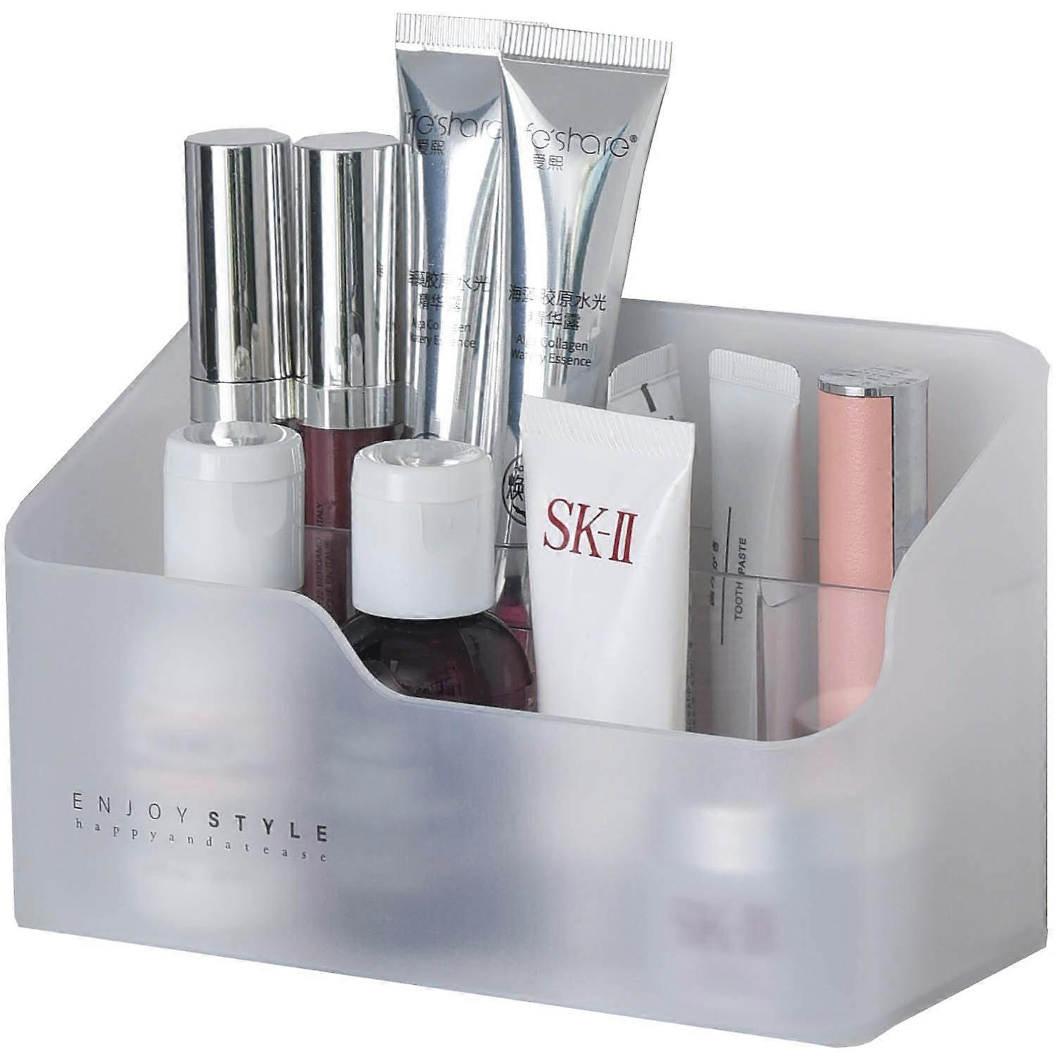 Makeup Organizer Tray - Plastic 5-Compartment Small Storage for Desk and Cabinet