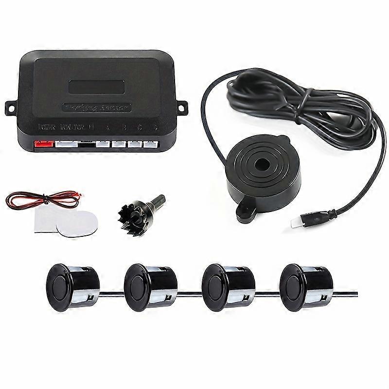 Car Reversing Radar With 4 Parking Sensor Probes, Buzzer Sound Alert Indicator, 22mm Diameter 12V 8 Colors Optional