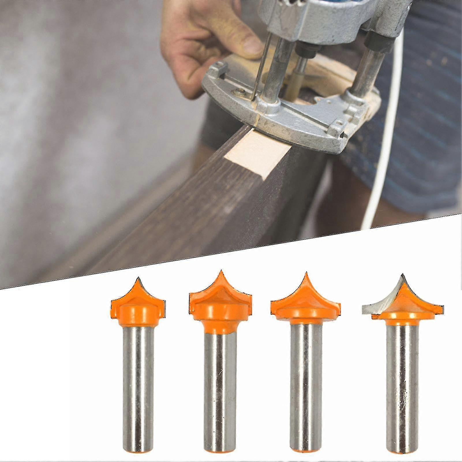 4pcs 8mm Shank Router Bit Point Cut Solid Round Nose Bit Precise Shaker Cutter Tool For Woodworking