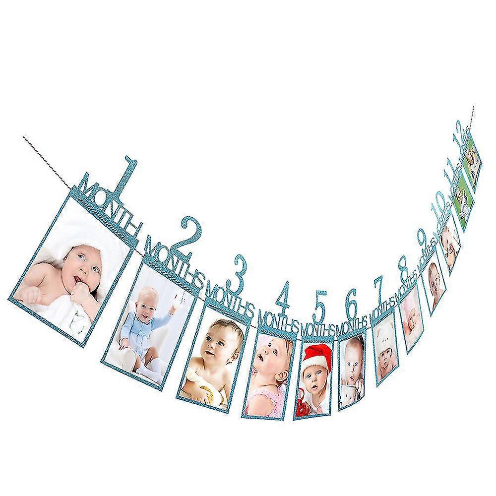 キッズ誕生日ギフトの装飾1-12ヶ月写真バナー毎月の写真の壁