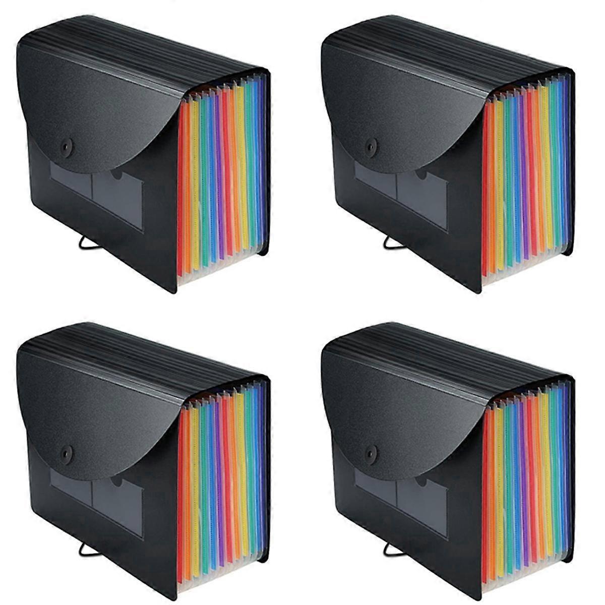 4X Expanding File Folder 12 Pockets File Organizer Filing Box,A4 Accordion Bill/Receipt Folders wit