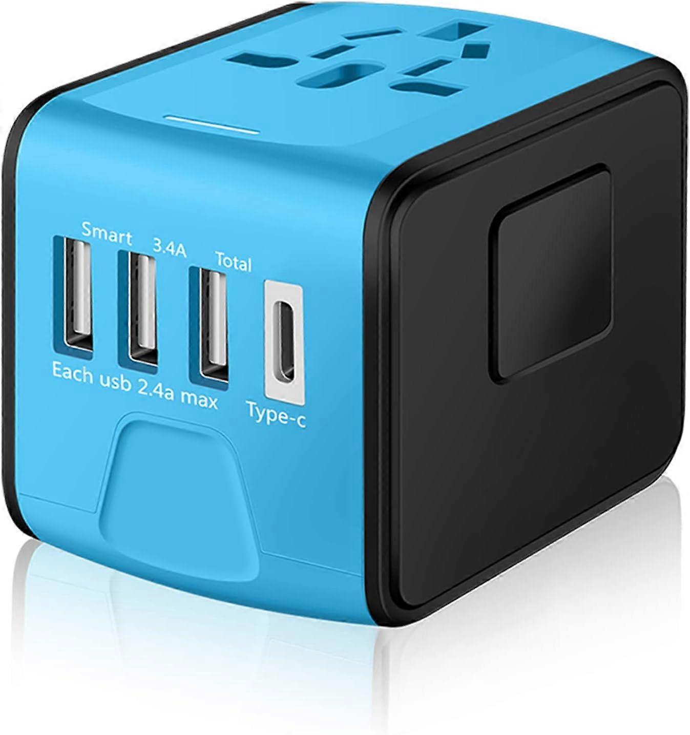Universal International Travel Power Adapter with High Speed 2.4A USB, 3.0A Type-C Wall Charger, European Adapter, Global AC Power Socket Plug Adapter
