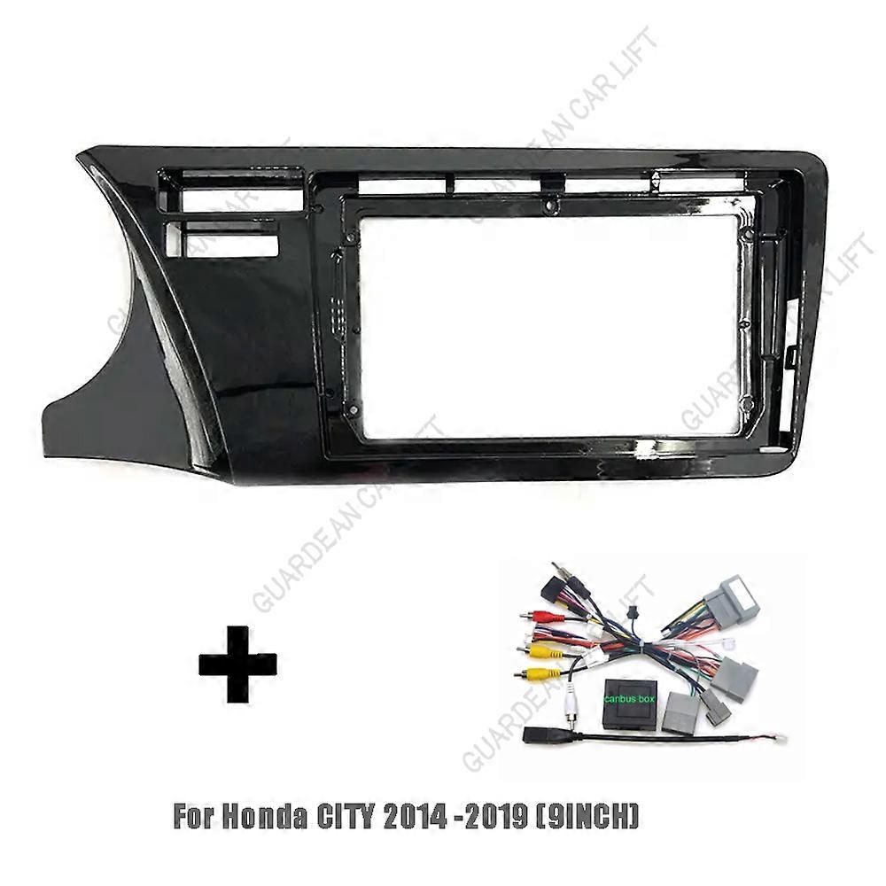 For Honda CITY 2014-2019(9INCH)Car Radio Fascias Android GPS MP5 Stereo Player 2 Din Head Unit Panel Dash Frame Installation Tri