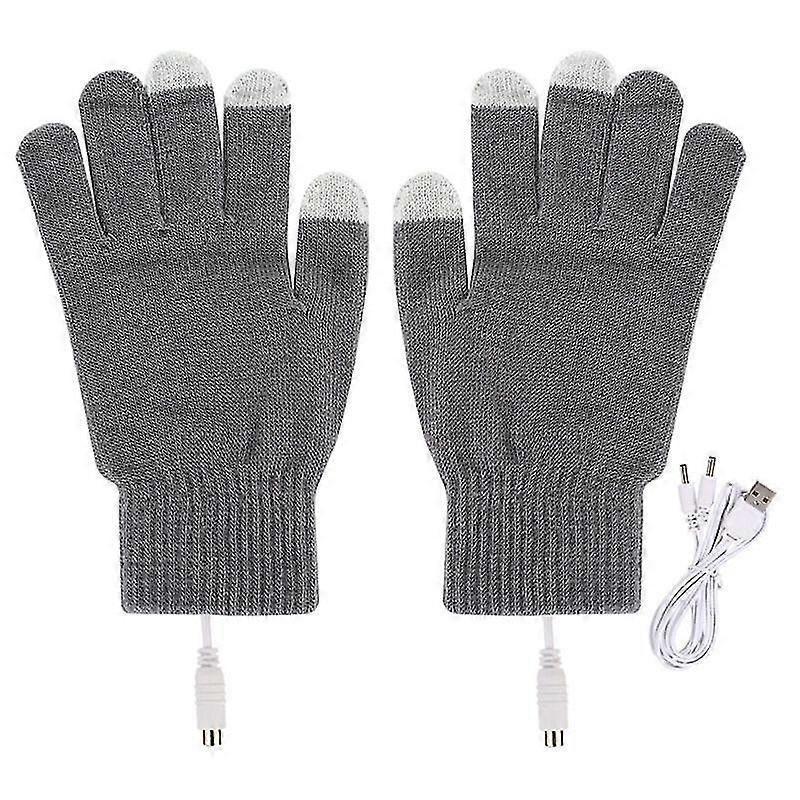 Electric Heated Gloves Touch Screen Usb Electric Heated Gloves Winter Thermal Insulation Gloves Gray Gloves