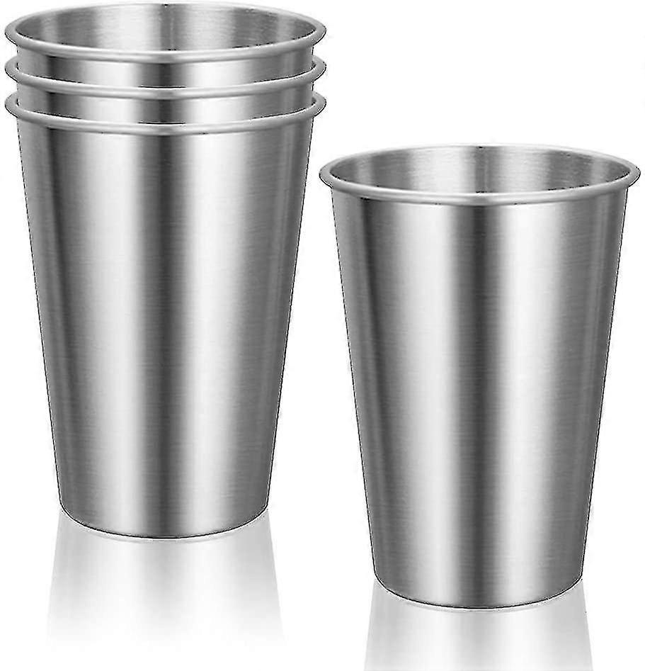 4pcs Premium 304 Stainless Steel Cups, Stackable Drinking Cups, Unbreakable Metal Mugs Cup
