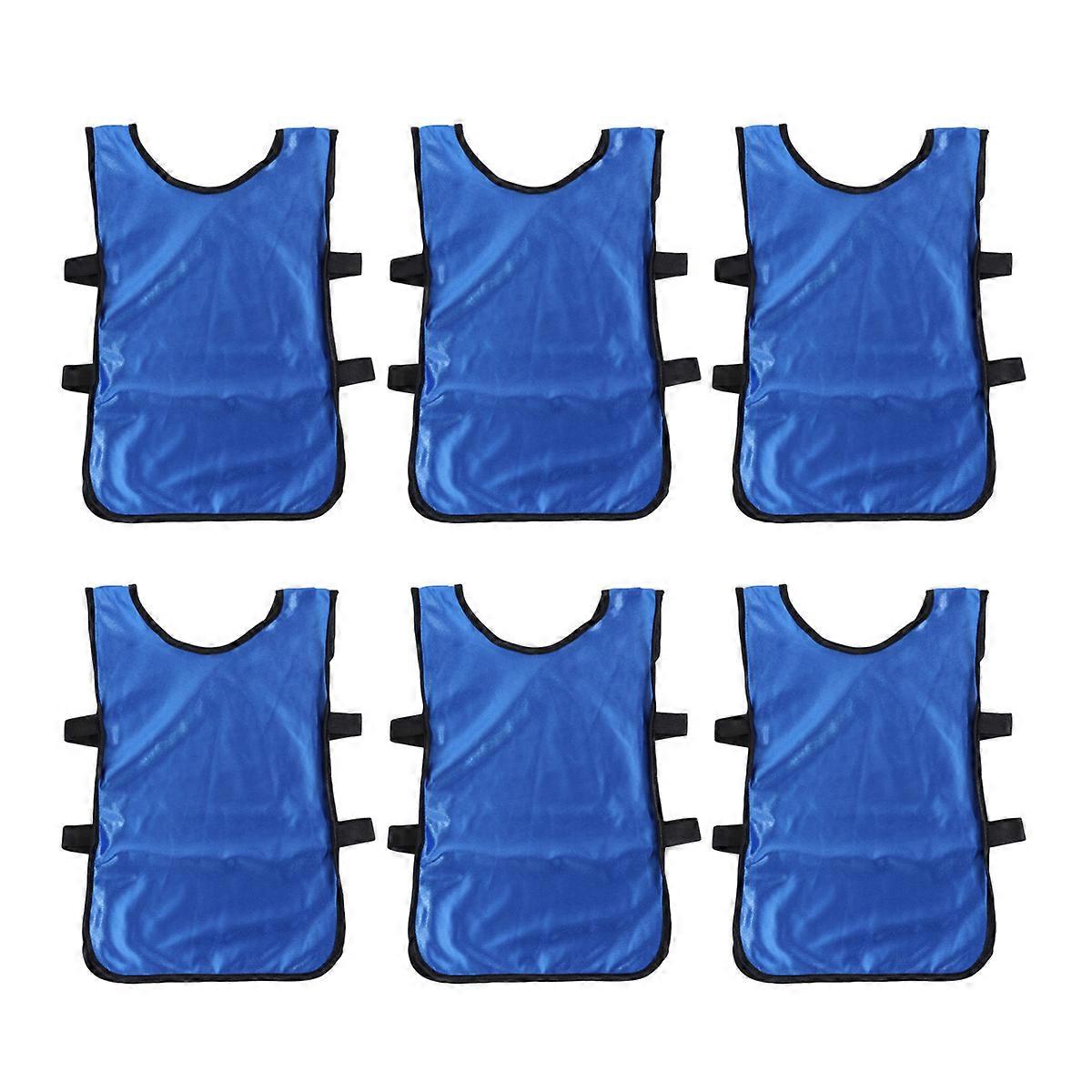 6 st blå fotbollsväst för barn, andningsbara nosar, träningsväst för fotboll, träningskläder för barn
