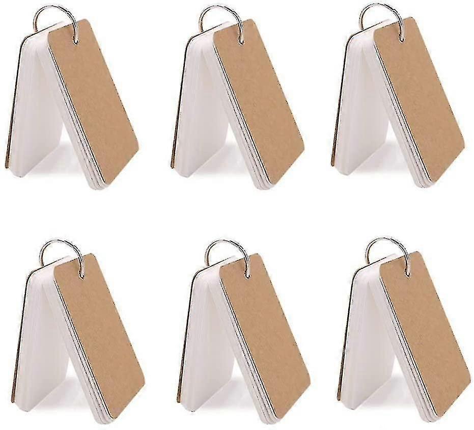 6 Pack Revisão Flash Cards, 300pcs 2.2 X 3.5 polegadas branco Mini Blank Cards Kraft Flash Paper Study Index Cards