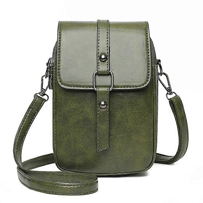 Women's retro crossbody mobile phone bag (green), small crossbody bag shoulder bag handbag wallet, 2 main pockets