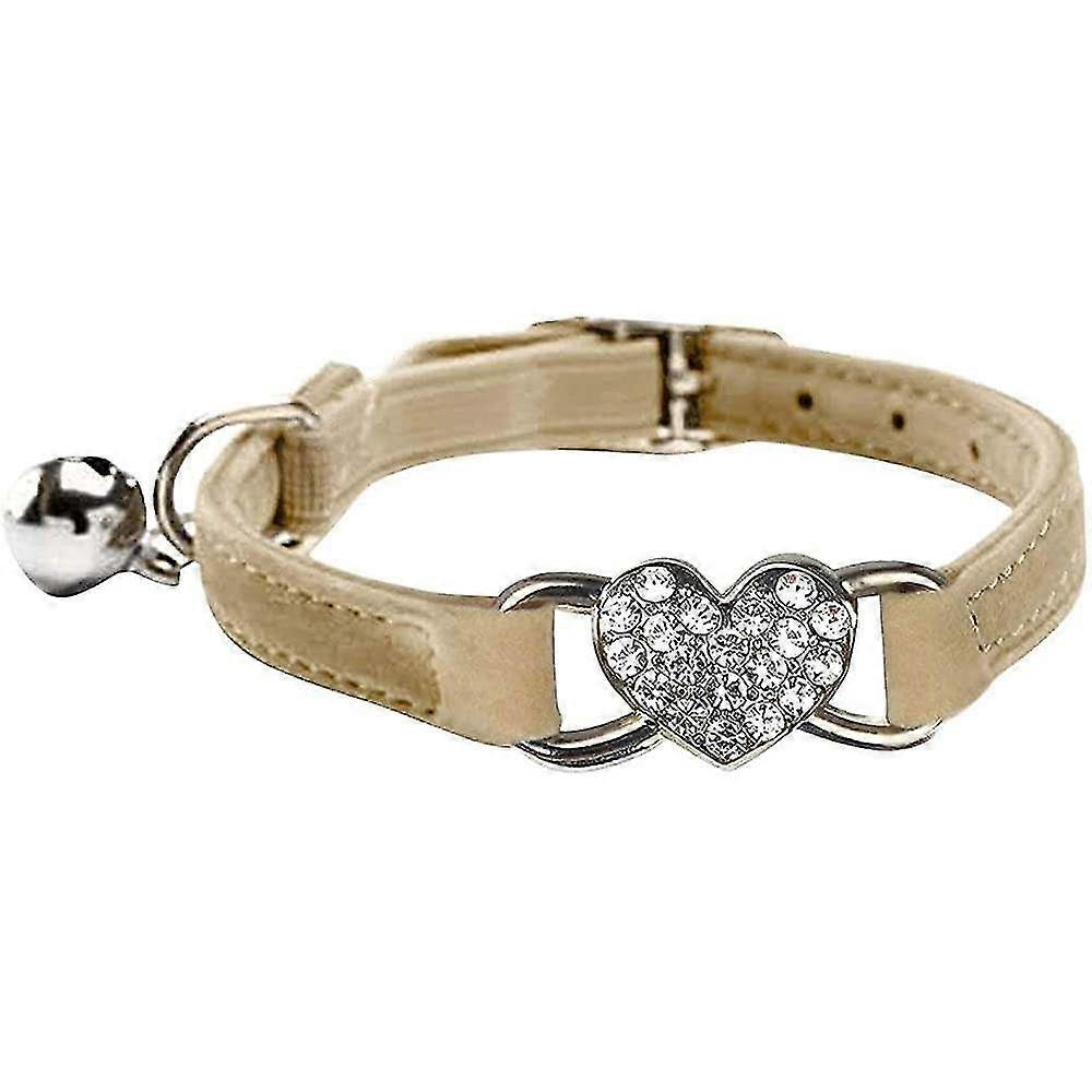 Gola do gato do coração com cinto de segurança e sino ajustável 8-10 polegadas para gatos gatinho