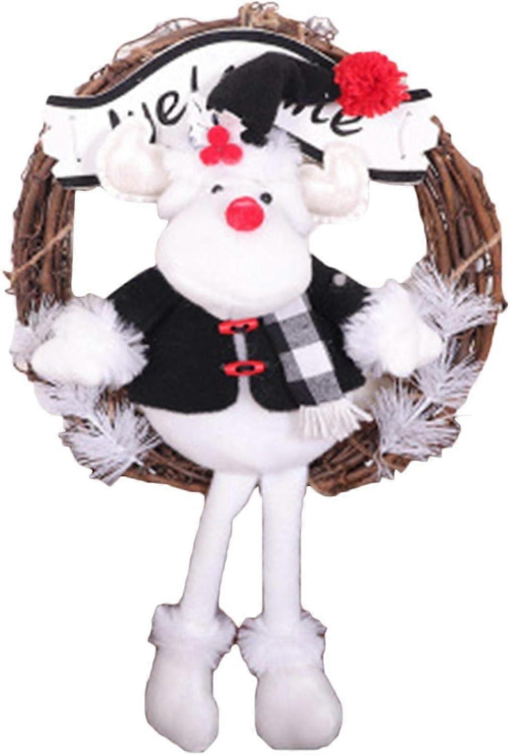 適切な35cmのクリスマスリース、クリスマス籐リースオーナメント - クリスマスリースつるサークルドアハンギング